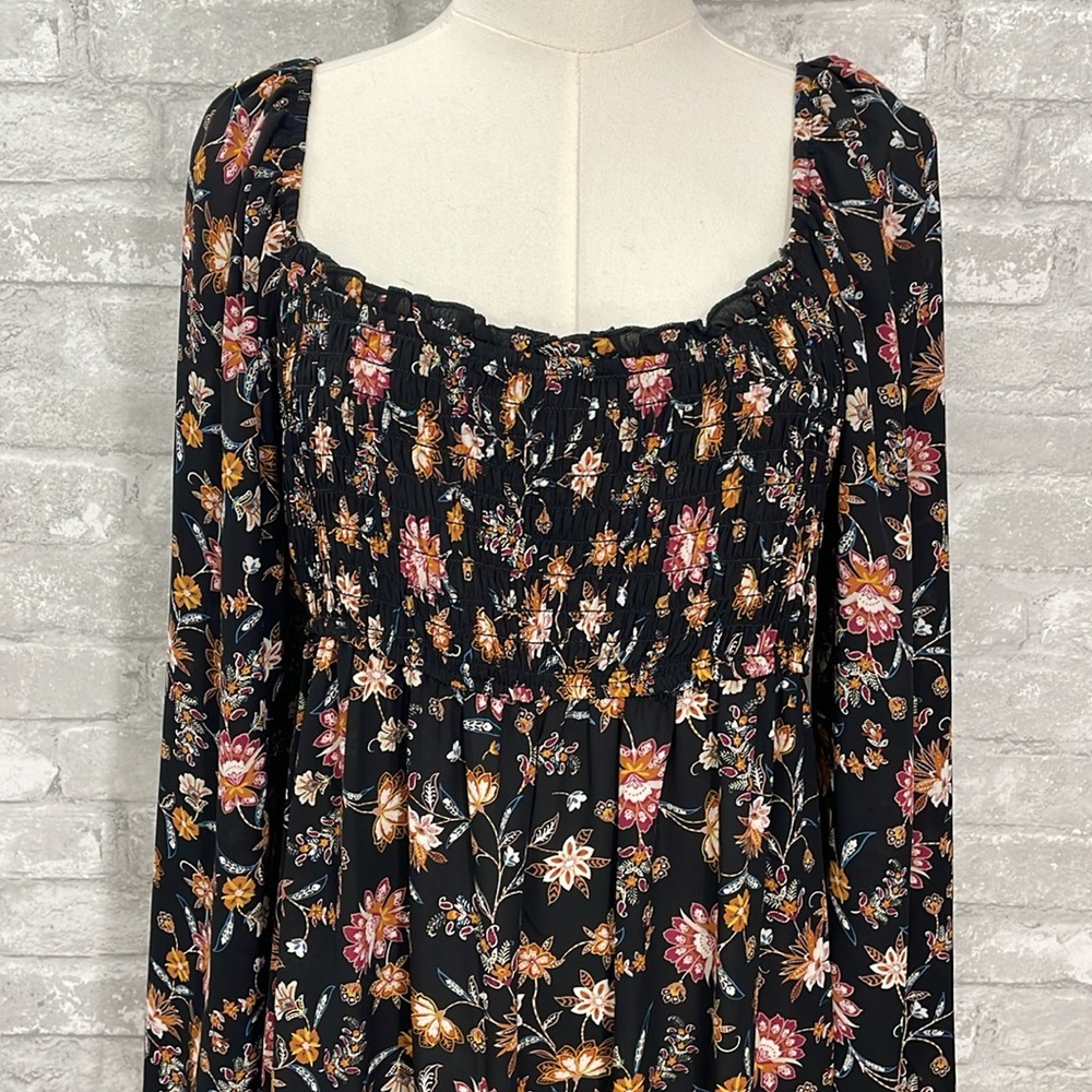 Altar'd State Black Floral Long Sleeve Dress - Picture 2 of 6